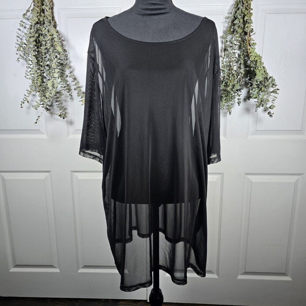 Oversized Sheer Black Tshirt Beach Cover Up Goth Summer Grunge